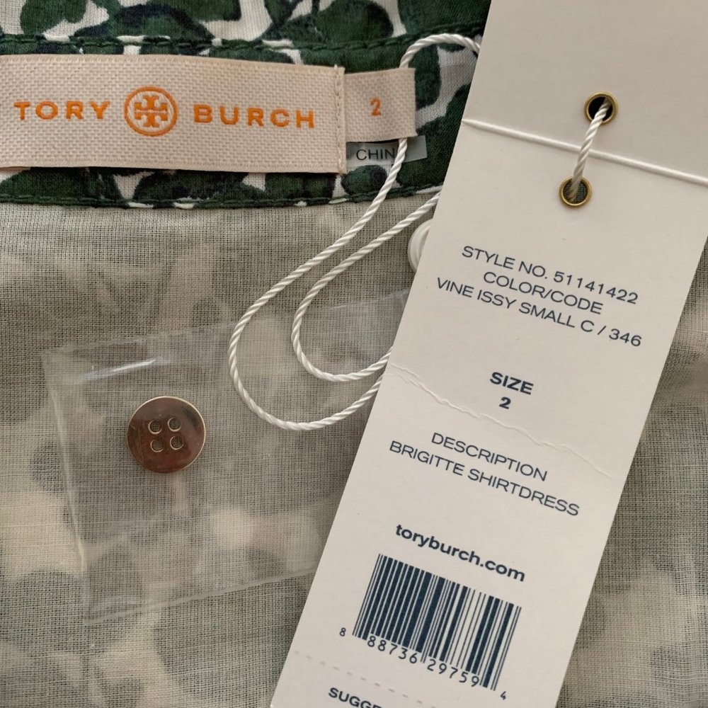Tory Burch Brigitte Shirt Dress Vine Print Cotton Lined Belted - Picture 5 of 9